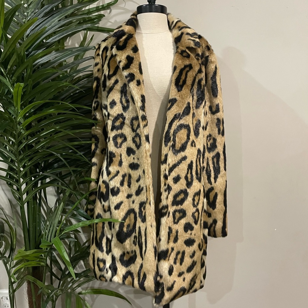 Bebe leopard faux fur coat